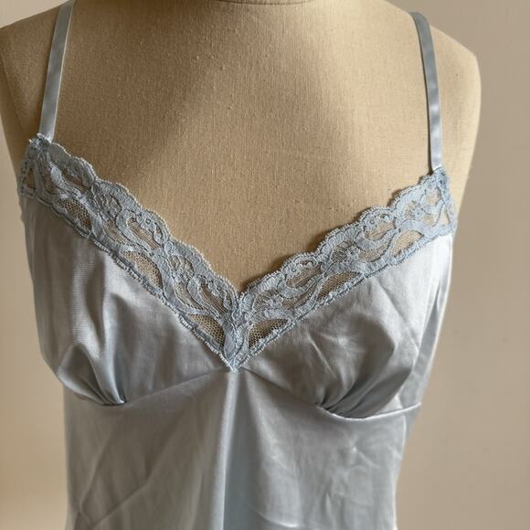 VTG Cami Ladies 38 Baby Doll Blue Lace Straps Coquette Feminine Romantic USA - Picture 3 of 12
